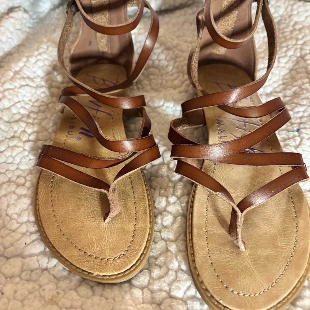 Blowfish Brown Leather Sandals Casual Summer Footwear, size 8